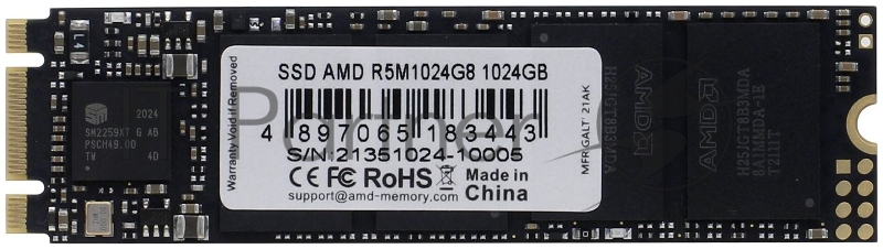 Твердотельный накопитель SSD M.2 2280 1024GB AMD Radeon R5 Client SSD R5M1024G8 SATA 6Gb/s, 3D TLC, RTL (183443)