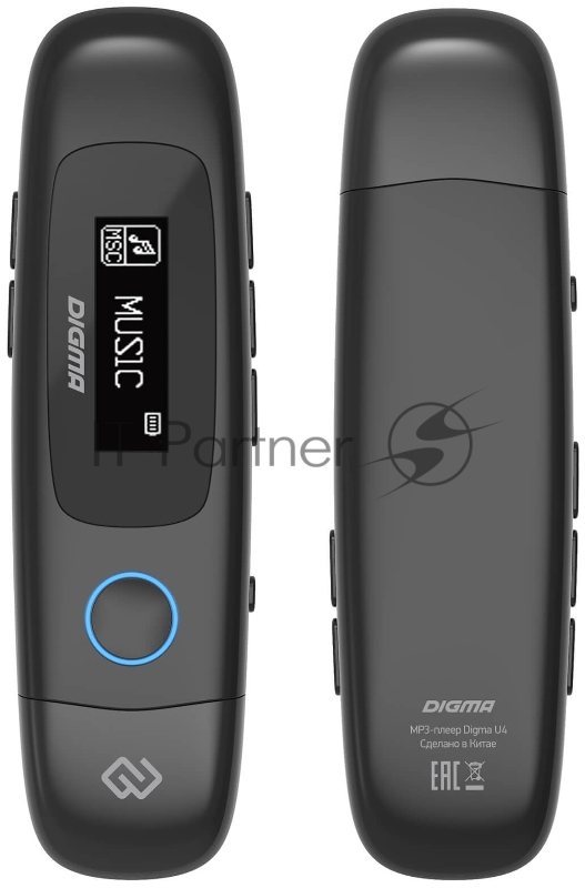 Плеер Flash Digma U4 8Gb черный/0.91/FM/microSDHC