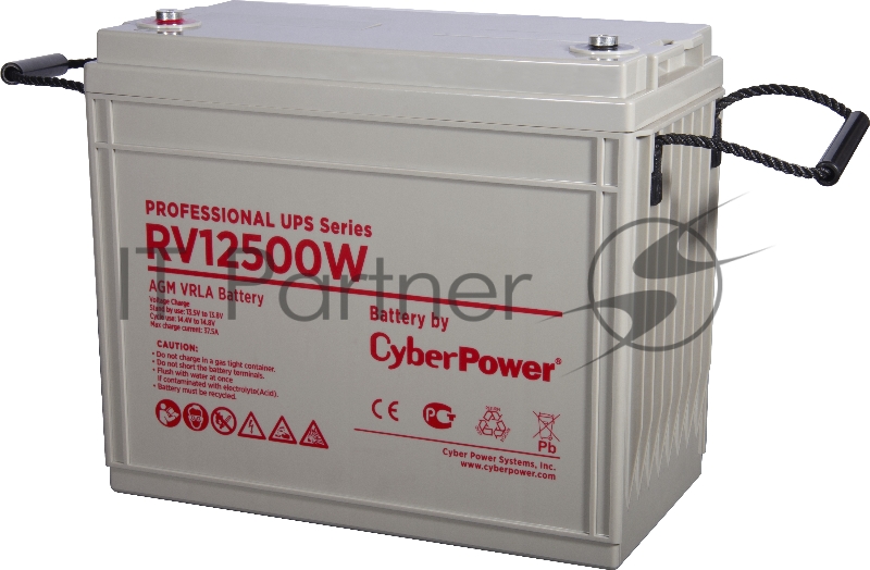 Аккумуляторная батарея PS UPS CyberPower RV 12500W / 12 В 150 Ач Battery CyberPower Professional UPS series RV 12500W, voltage 12V, capacity (discharge 20 h) 155Ah, capacity (discharge 10 h) 147Ah, max. discharge current (5 sec) 1340A, max. charge cu