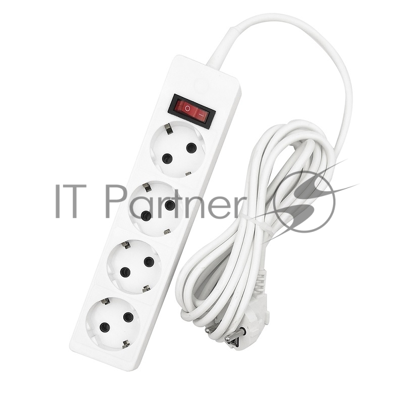 Сетевой фильтр GELBERK GLK-4pl/2m, (с кнопкой и подсветкой) 4 гн ПВС (2,0м) 2200 Вт