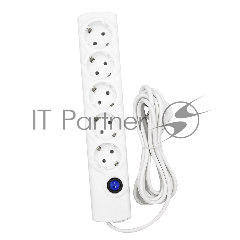 Сетевой фильтр GELBERK GLK-5p/1,5m, 10 А 5 гн с кнопкой и автоматом ПВС (1,5м) 2200 Вт