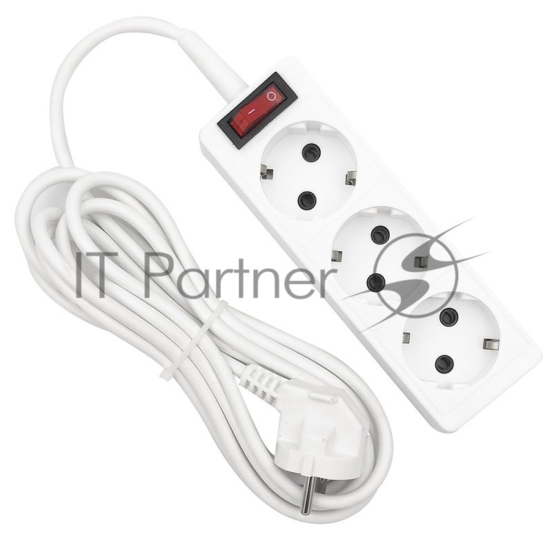 Удлинитель GELBERK GLK-3gb/5m, 10А 3 гн (с кнопкой и заземлением) ПВС (5м) 2200 Вт