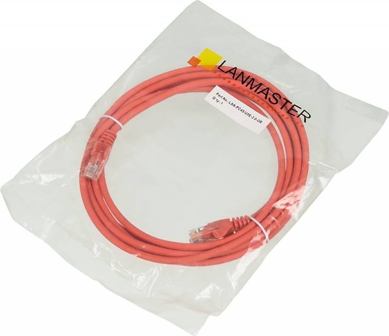 Кабель Патч-корд Lanmaster UTP LAN-PC45/U5E-3.0-OR вилка RJ-45-вилка RJ-45 кат.5е 3м оранжевый LSZH