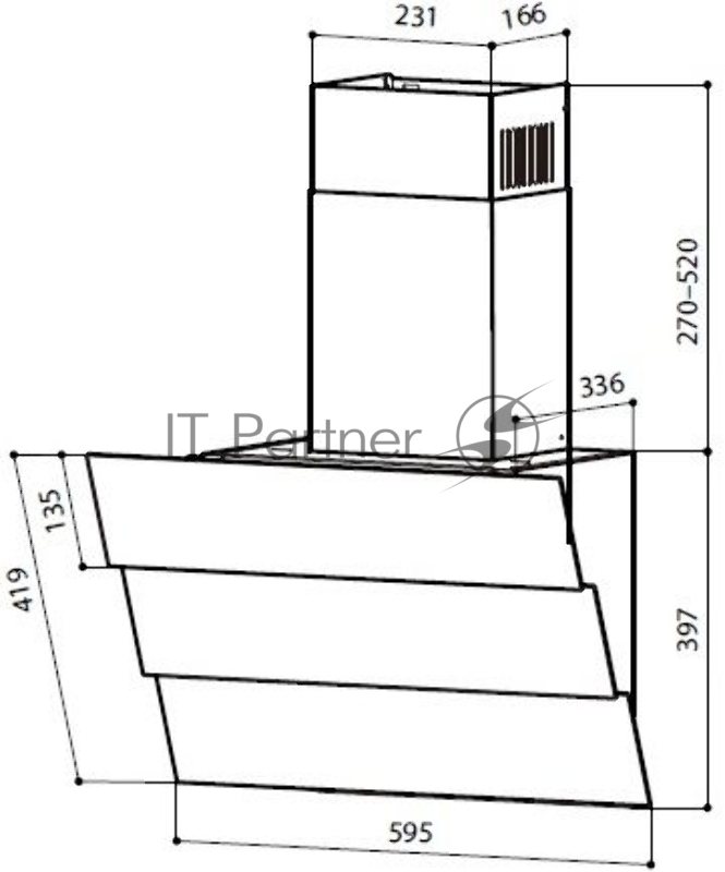 Вытяжка каминная Lex Rio GS 600 черный управление: сенсорное (1 мотор)