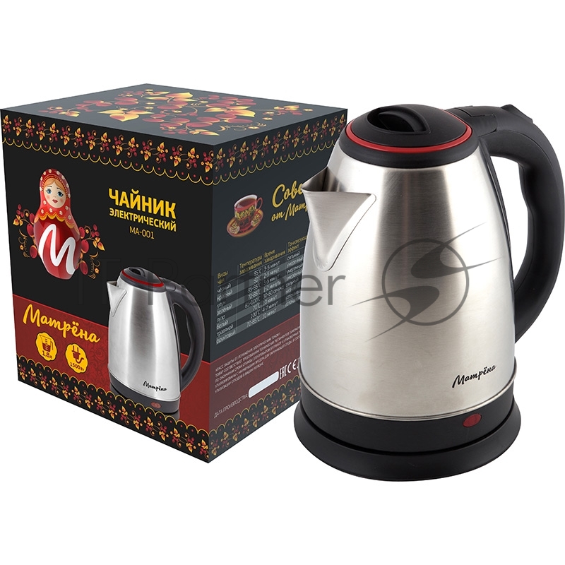 Чайник МАТРЁНА MA-001 электрический (1,8 л) металл цвет крышки красный