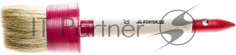 Кисть круглая STAYER MASTER, светлая натурал. щетина, пластм. корпус, деревян. ручка, №20 x65мм
