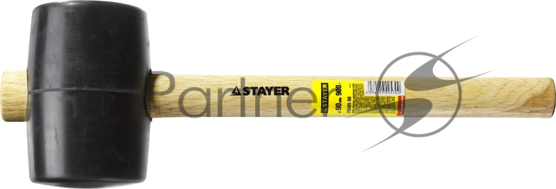 Чёрная резиновая киянка STAYER 20505-90 900г с деревянной рукояткой