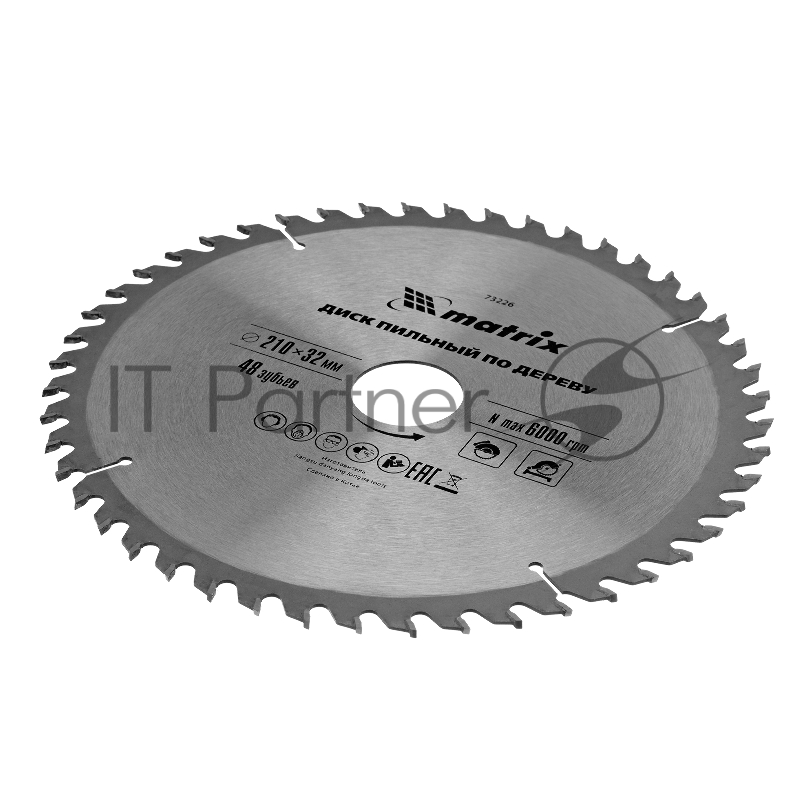 Пильный диск MATRIX по дереву, 210x32мм, 48 зубьев + кольцо 30/32 MATRIX Professional 73226