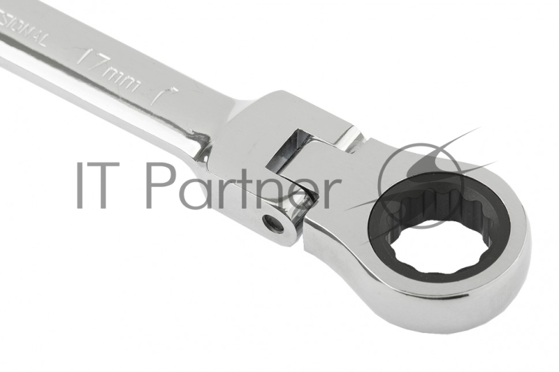 Ключ комбинированный MATRIX трещоточный, 17мм, CrV, шарнирный, зерк.хром// PROFESSIONAL 14869