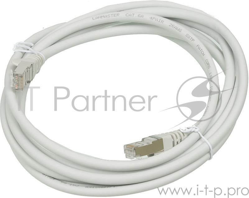 Кабель Патч-корд Lanmaster FTP LAN-PC45/S6A-3.0-GY вилка RJ-45-вилка RJ-45 кат.6А 3м серый LSZH (уп.