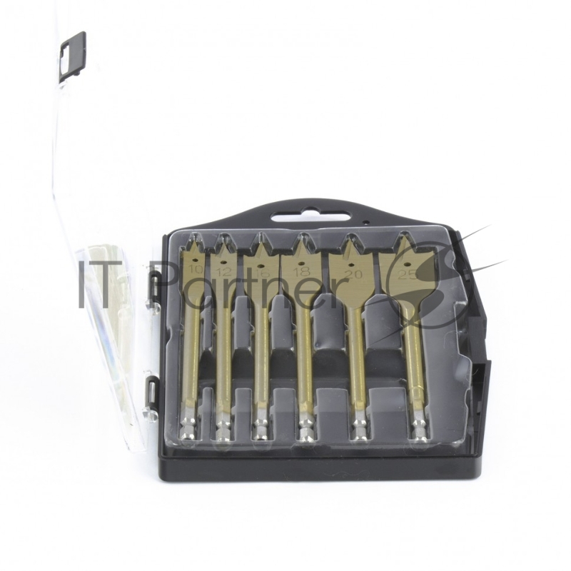 Набор сверл MATRIX перовых по дереву, 10-12-16-18-20-25 мм 6 шт пластик, 70445