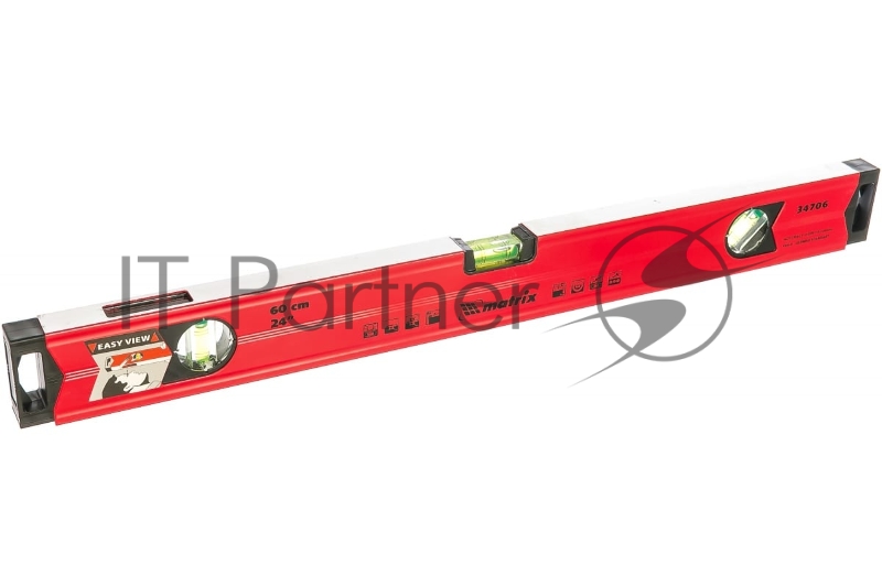 Уровень MATRIX алюминиевый, 600 мм, фрезерованный, 3 глазка (1 зеркальный), усиленный// MATRIX 34706