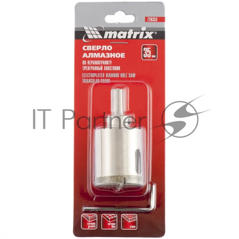 Сверло MATRIX алмазное по керамограниту, 35 х 67 мм 726353
