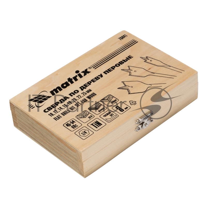 Набор сверл MATRIX перовых по дереву, 10-12-14-16-18-20-22-25 мм 8 шт дерев, 70441