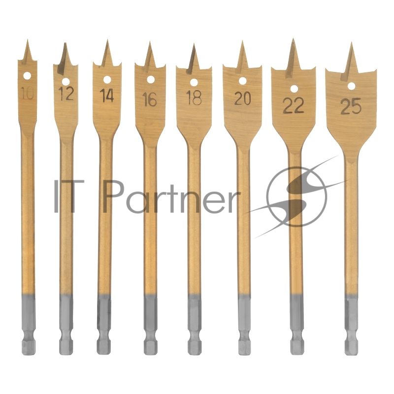 Набор сверл MATRIX перовых по дереву, 10-12-14-16-18-20-22-25 мм 8 шт дерев, 70441