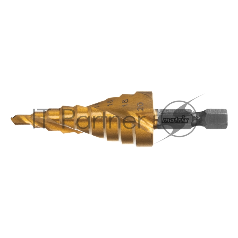 Сверло MATRIX ступенчатое, 4-6-8-10-12-14-16-18-20 мм HSS, спиральный проф 72356