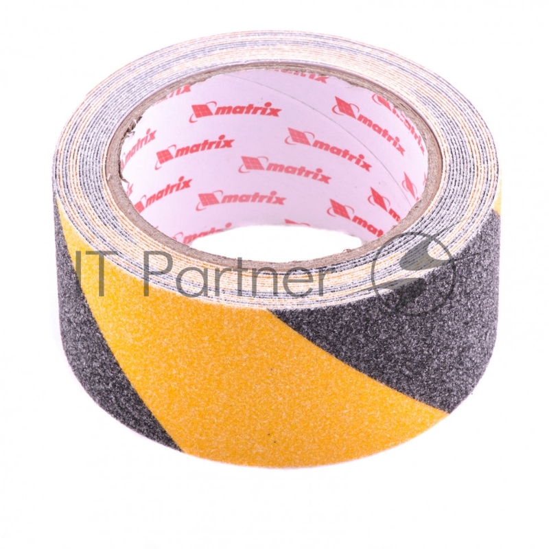 Лента клейкая MATRIX противоскользящая, черно-желтая 50 мм х 5м, 88718