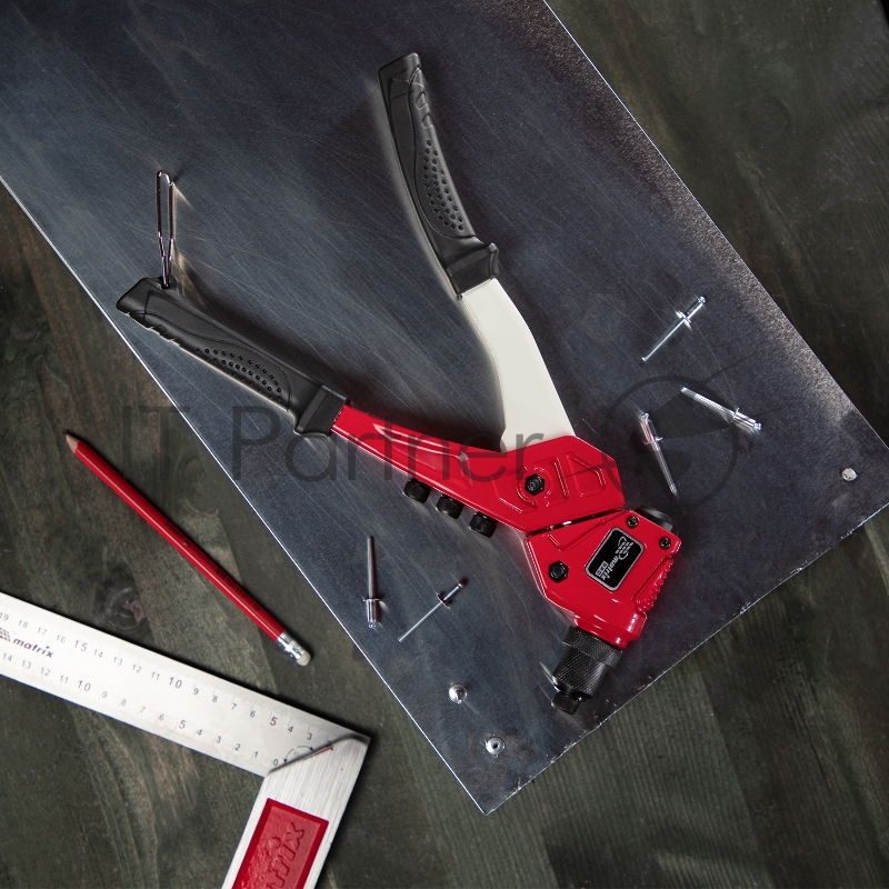 MATRIX Заклепочник литой, поворотный, 290 мм, 0-360 заклепки 2,4-3,2-4,0-4,8 мм/, PRO 40547