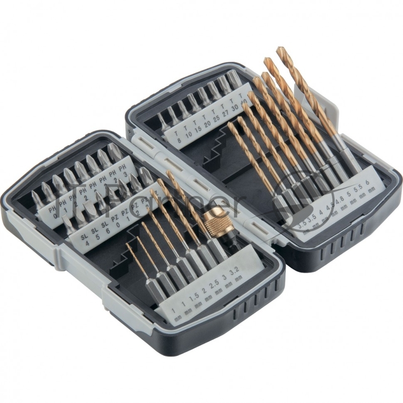 MATRIX Набор бит и свёрел,магнитный адаптер,CrV, в пласт. боксе,40шт.// 11322