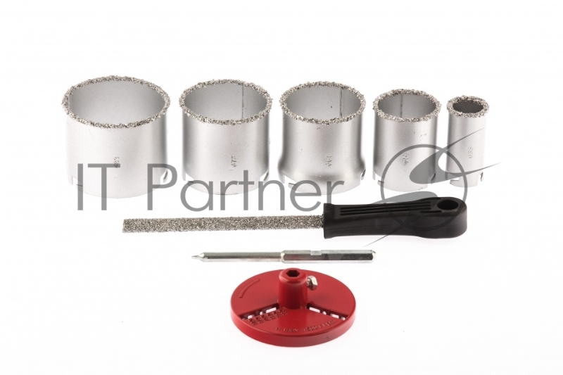 Набор коронок MATRIX по керамич. плитке, 33-53-67-73-83 мм + напил., в пласт.боксе, 6-гран.хвост.// 72842