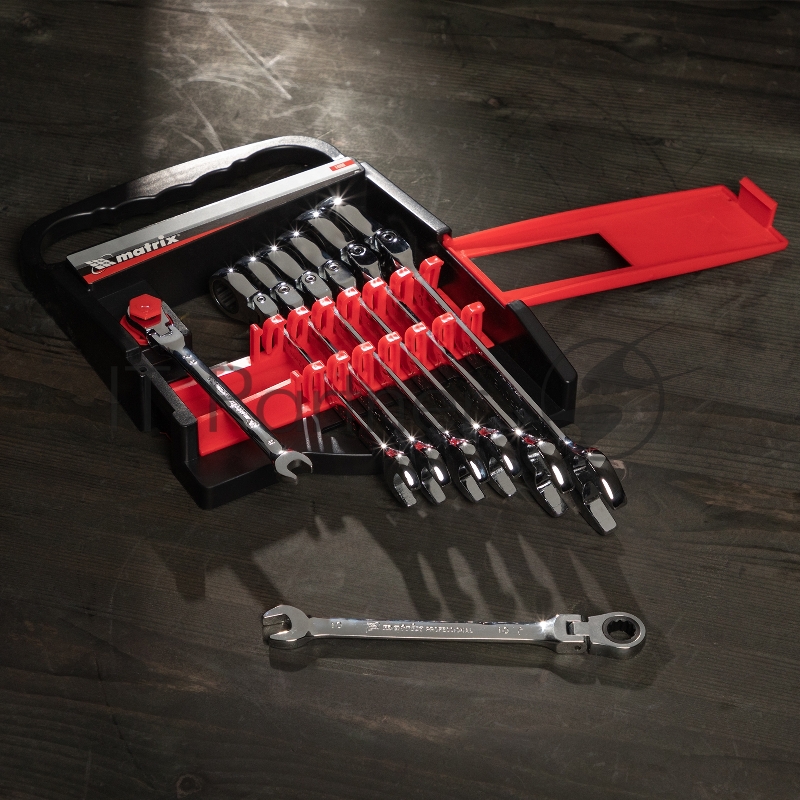 Набор ключей MATRIX комбинированных, трещоточных шарнирных 8шт 14898