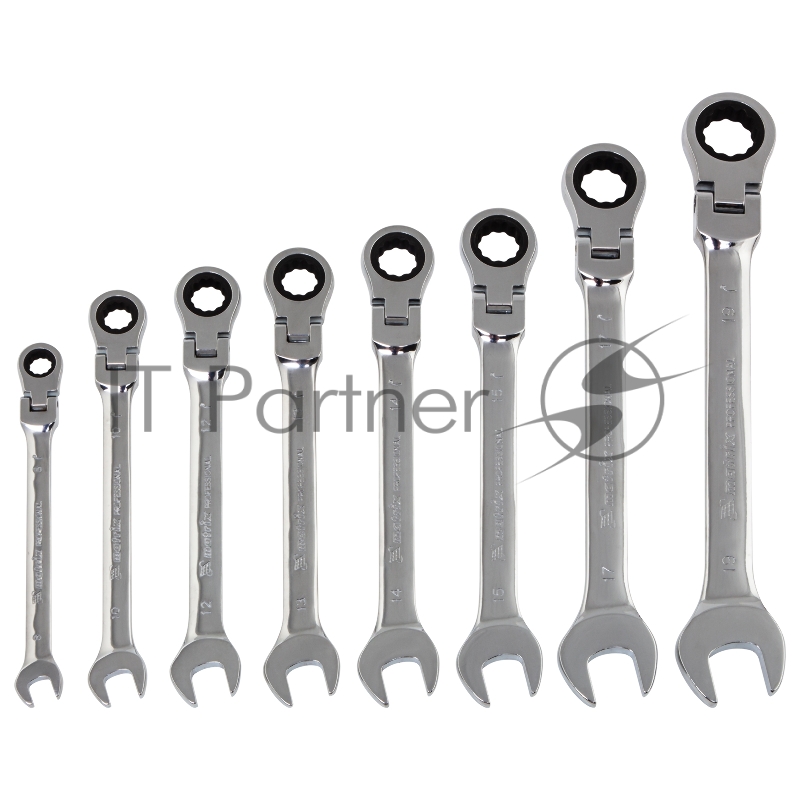 Набор ключей MATRIX комбинированных, трещоточных шарнирных 8шт 14898