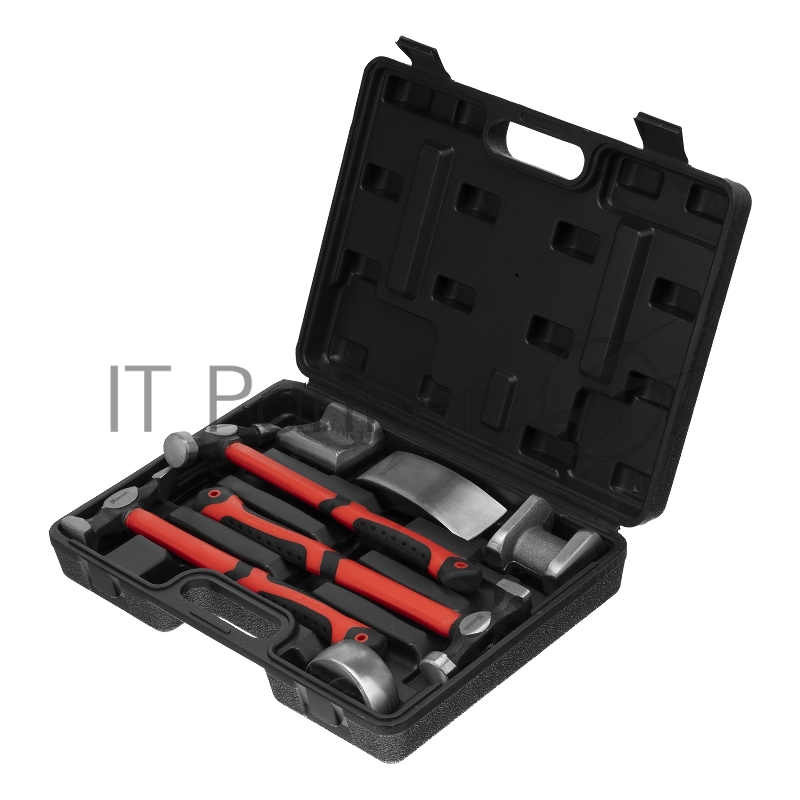 Набор рихтовочный MATRIX , 3 молотка с фибергласовыми ручками, 4 наковальни, в пласт. боксе// 10845