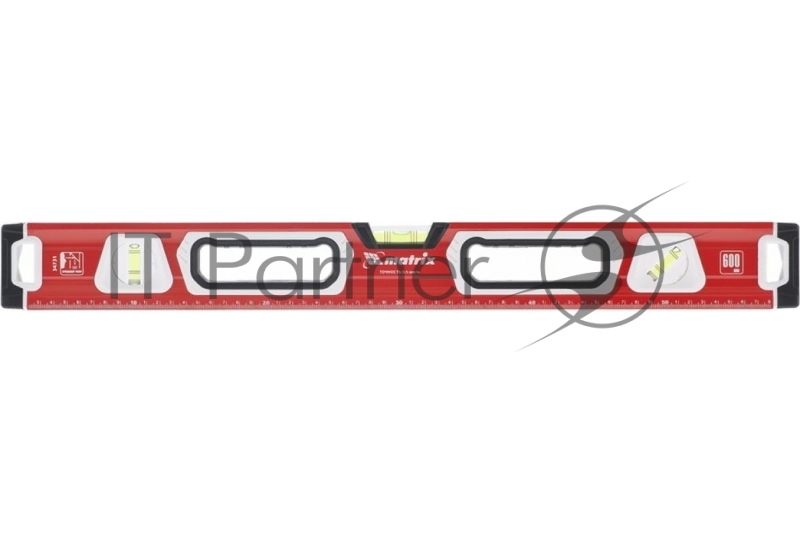 MATRIX Уровень алюминиевый, магнит фрезерованный, 3 глазка 2 комп, рукоятки, 600 мм 34731