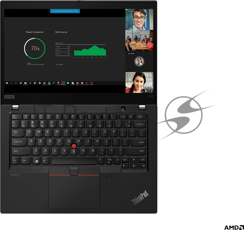 Ноутбук ThinkPad X13 AMD G1 T 13,3 FHD (1920x1080) IPS AG 300N, Ryzen 5 Pro 4650U 2.1G, 16GB DDR4, 256GB SSD M.2,Radeon Graphics,NoWWAN,WiFi 6,BT,FPR+SCR,IR Cam,6cell 48Wh,65W USB-C,Win 10 Pro, 3Y CI, 1.29kg