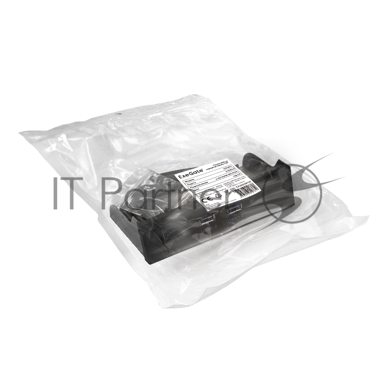 Планка USB на переднюю панель ExeGate EX289289RUS U5H-615, 5,25, 2*USB3.0, черная, металл, подсоед. к MB
