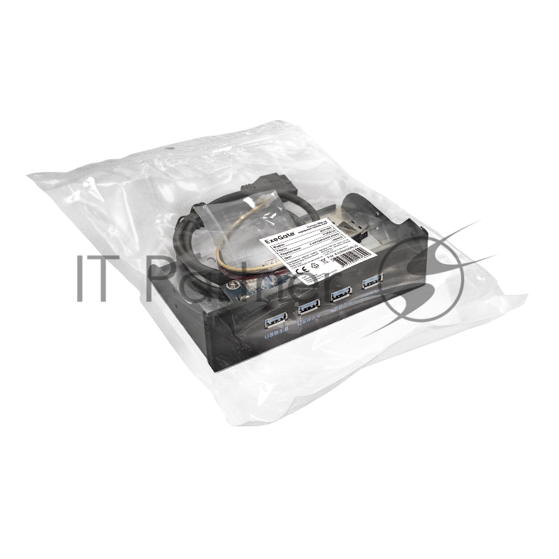 Планка USB на переднюю панель ExeGate EX289290RUS U5H-625, 5,25, 4*USB3.0, черная, металл, подсоед. к MB