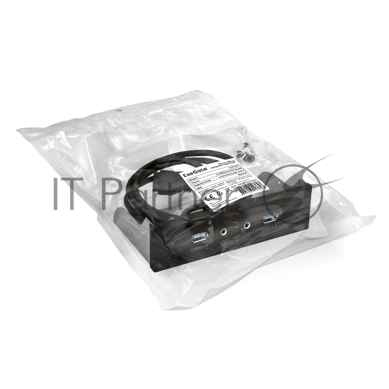 Планка USB на переднюю панель ExeGate EX289291RUS U5H-627, 5,25, 2*USB3.0+2*HD Audio, черная, металл, подсоед. к MB