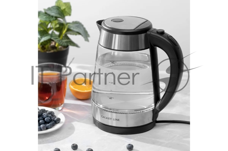Чайник электрический Galaxy LINE GL0558, стекло/черный, 2200 Вт, 1.7 л