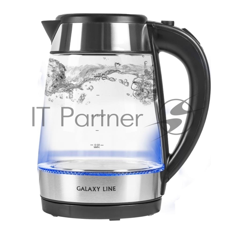 Чайник электрический Galaxy LINE GL0558, стекло/черный, 2200 Вт, 1.7 л