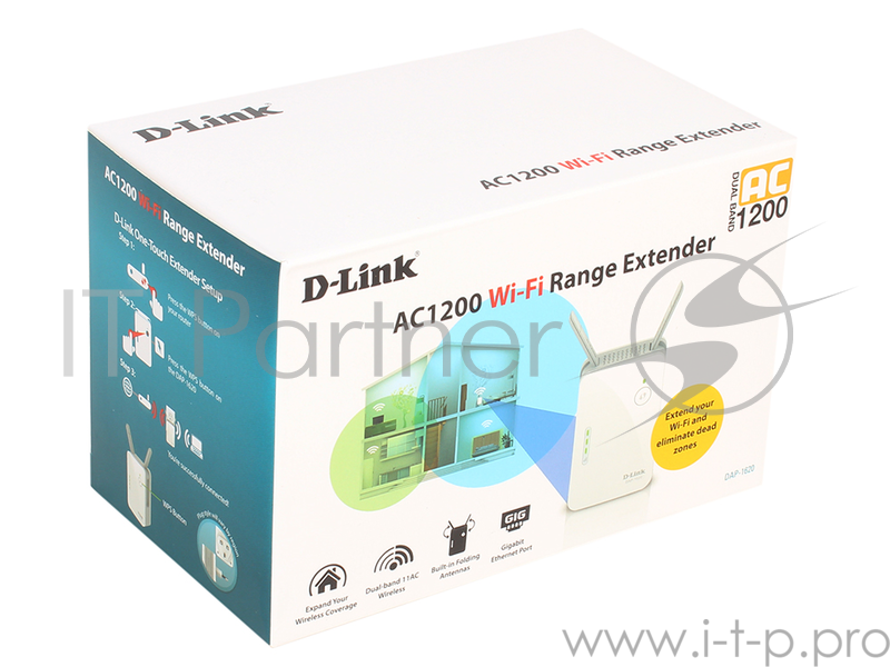 Точка доступа D-Link DAP-1620/RU/A1A Беспроводной двухдиапазонный повторитель АС1200