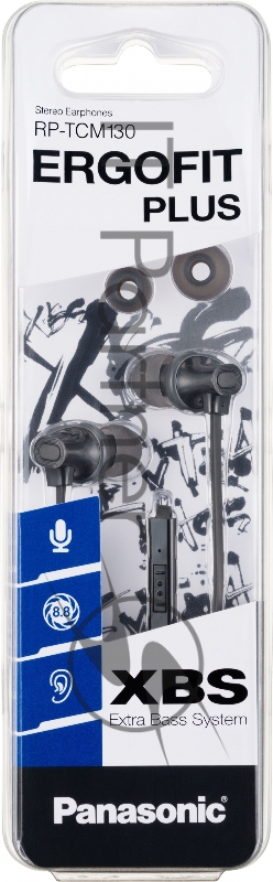 Гарнитура вкладыши Panasonic RP-TCM130GEK 1.2м черный проводные в ушной раковине
