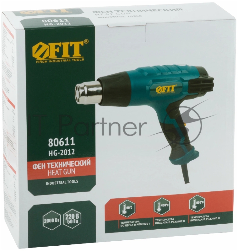 Фен технический FIT 80611 2000 Вт 60/400/600 °C 300/500/500 л/мин рез. накл. короб.