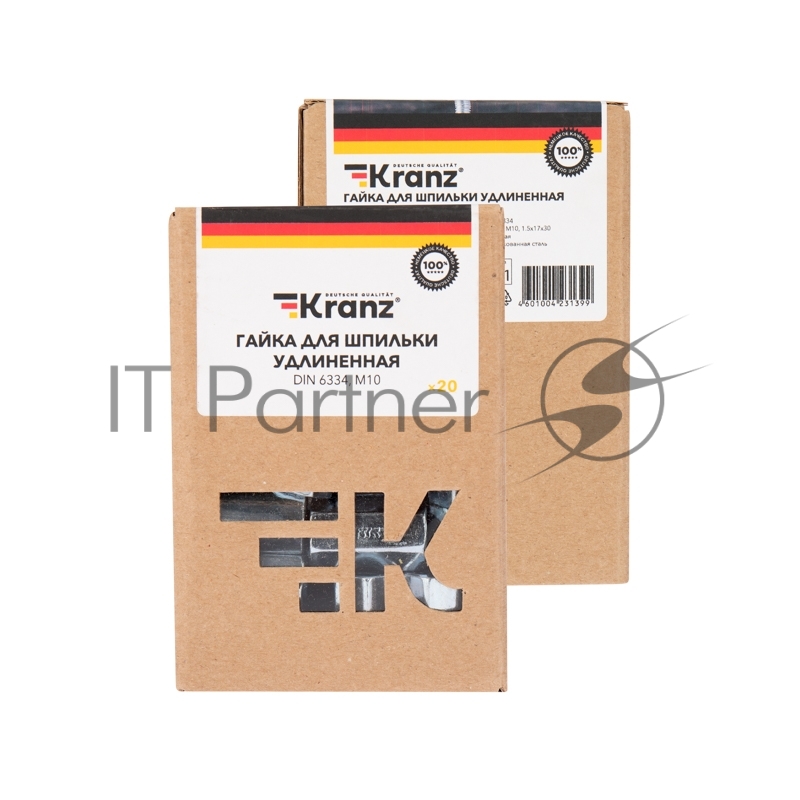 Гайка для шпильки KRANZ удлиненная М10, 1.5х17х30, короб (20 шт./уп.)