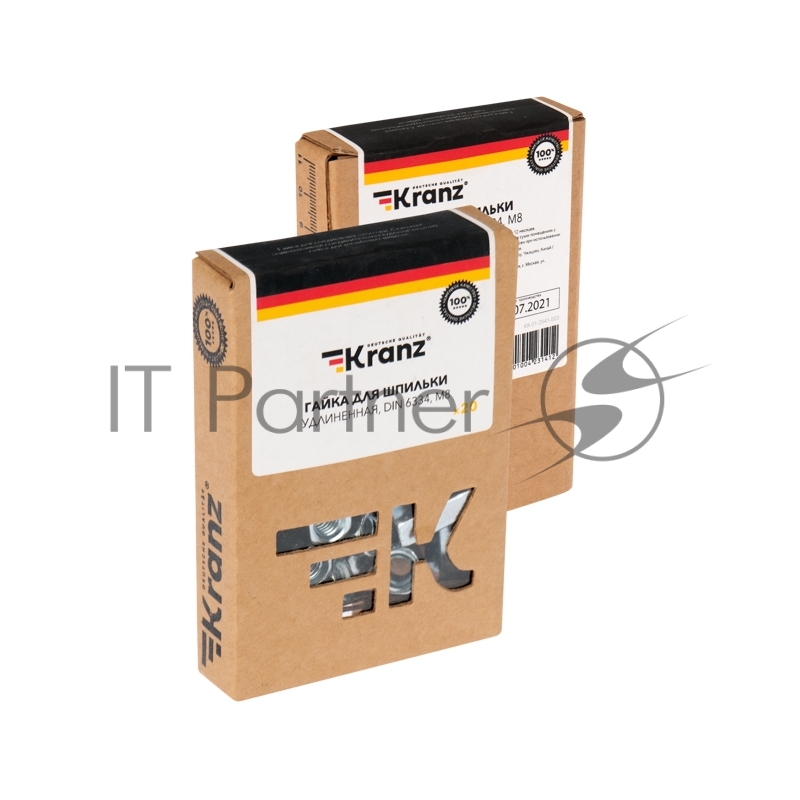 Гайка для шпильки KRANZ удлиненная М8, 1.25х13х24, короб (20 шт./уп.)