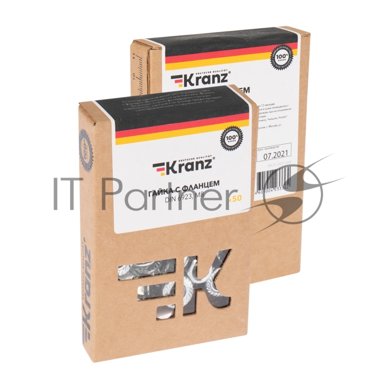 Гайка с фланцем KRANZ DIN 6923, M8, короб (50 шт./уп.)
