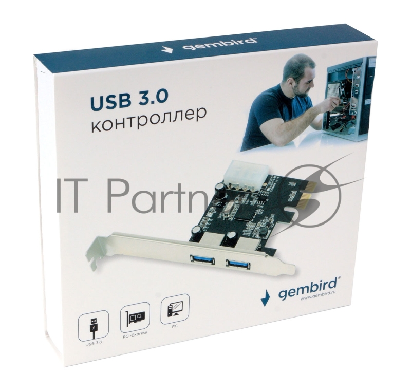 Контроллер USB Gembird SPCR-01, в PCI, порты: 2 внешн. USB 3.0