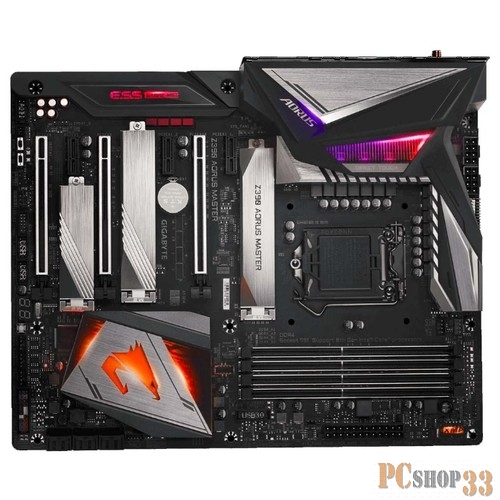 Мат. плата Socket1151 GIGABYTE Z390 AORUS MASTER (iZ390, 4xDDR4, M.2, SATA III, RAID, PCI-E, HDMI, 1Гбит LAN, WiFi, BT, USB3.1, ATX)