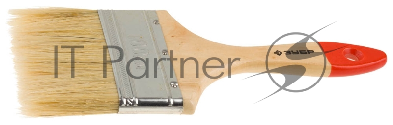 Кисть плоская УНИВЕРСАЛ-СТАНДАРТ Зубр , натуральная щетина, деревянная ручка, 100мм 4-01001-100