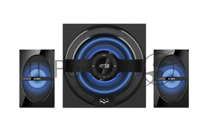 Колонки чёрные SVEN MS-2085 2.1 (30Вт + 2 x 15 Вт, LED дисплей, FM-тюнер, USB/SD, дисплей, пульт ДУ, Bluetooth)