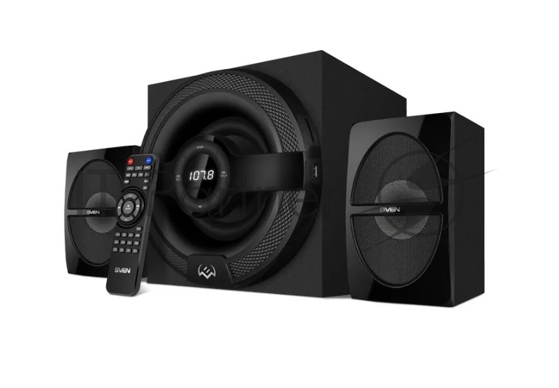 Колонки чёрные SVEN MS-2085 2.1 (30Вт + 2 x 15 Вт, LED дисплей, FM-тюнер, USB/SD, дисплей, пульт ДУ, Bluetooth)