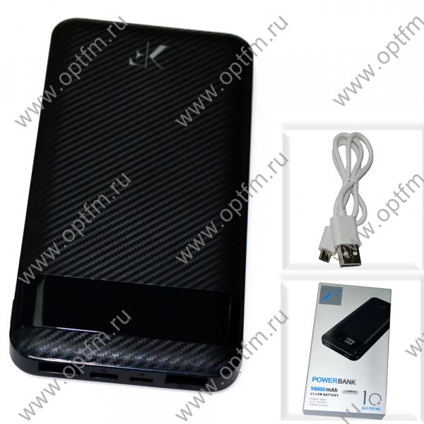 Аккумулятор внешний 10000mA Ku Feng X10 (2 USB выхода 2,1A/2,1A/Вход MicroUSB, Вход Type C) черный