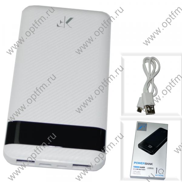 Аккумулятор внешний 10000mA Ku Feng X10 (2 USB выхода 2,1A/2,1A/Вход MicroUSB, Вход Type C) белый