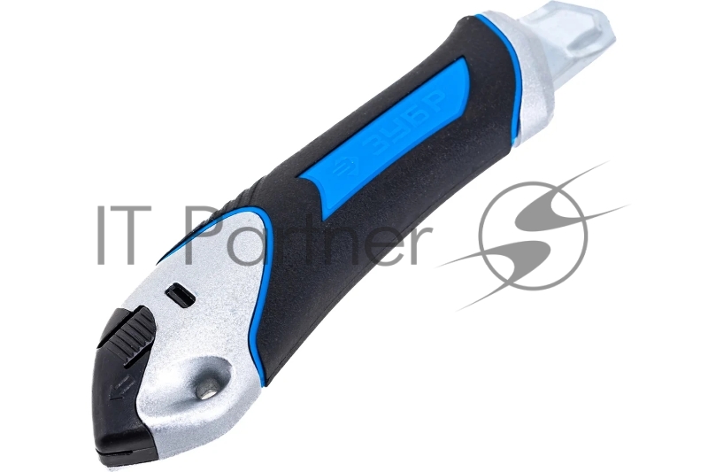 Нож Зубр Металлический обрезиненный с автостопом Титан-А, сегмент. лезвия 18 мм, Профессионал 09177_z02