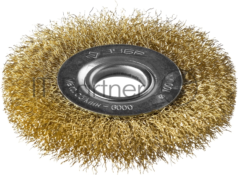 Щетка дисковая ЗУБР для УШМ, витая стальная латунированная проволока 0,3мм, 100х22мм 35187-100_z01