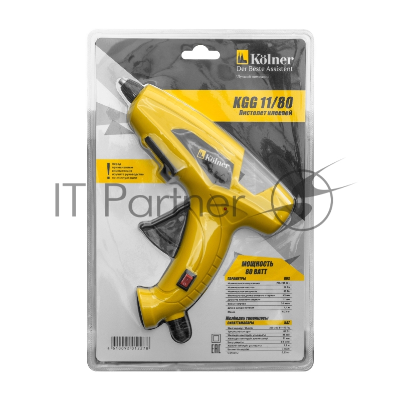 Пистолет клеевой Kolner KGG 11/80, 80Вт, клеевые стержни 11мм